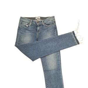 Paige Skyline Ankle Peg Women's Jeans Size 29 Blue Frayed Hem Denim Pants